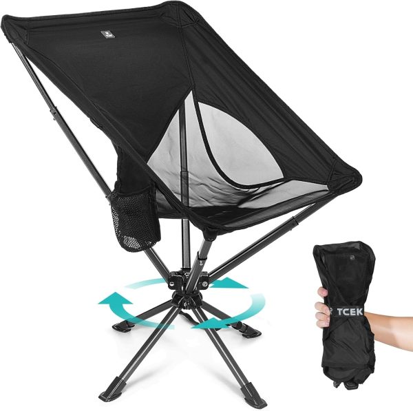 2024 Swivel Portable Chair - Small Compact Collapsible Folding Chairs for Adults, Setup in 8 Seconds, Lightweight Outdoor Backpack Chair for Camping, Travel, Hiking, Beach, Support 300 LBS