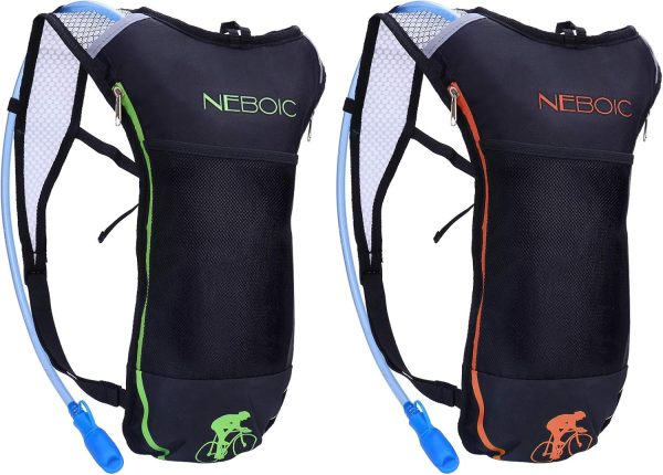 2Pack Hydration Backpack Pack with 2L Hydration Bladder - Lightweight Water Backpack Keeps Water Cool up to 4 Hours with Big Storage for Kids Women Men Hiking Cycling Camping Music Festival