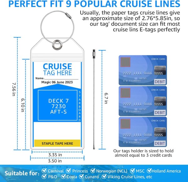 5 Pack Cruise Luggage Tag Holders for Carnival, NCL, Princess, MSC Cruise Ships, Clear Cruise Tags Holders with Zip Seal by FUNMCAN, Wide Waterproof Cruise Essentials Cruise Accessories Must Haves - Image 3