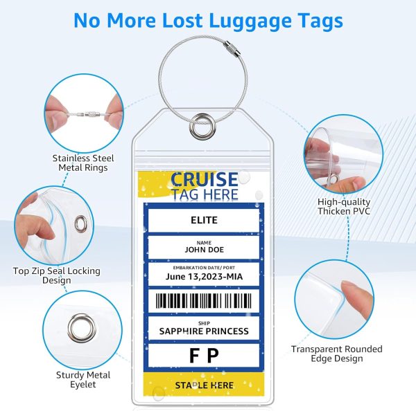 5 Pack Cruise Luggage Tag Holders for Carnival, NCL, Princess, MSC Cruise Ships, Clear Cruise Tags Holders with Zip Seal by FUNMCAN, Wide Waterproof Cruise Essentials Cruise Accessories Must Haves - Image 5