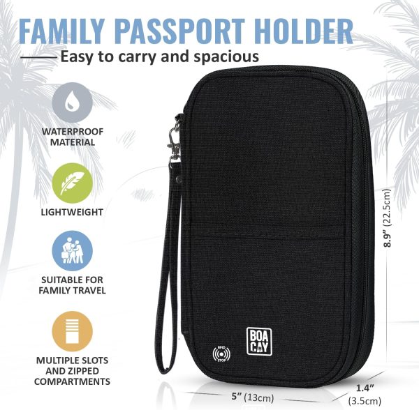 BOACAY Travel Document Organizer with RFID, Family Passport Holder, Wallet for Women & Men, Portable & Waterproof Case for Cards, Boarding Pass, Money - Image 4