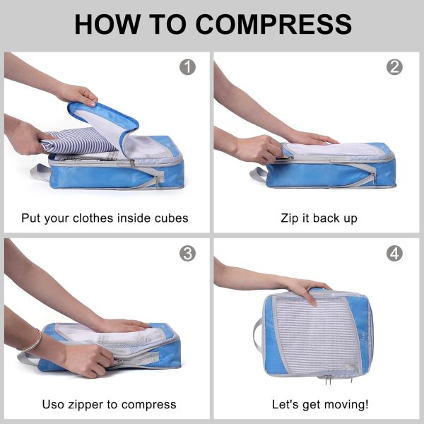 Compression Packing Cubes for Travel,CLUCI 7 Set/4 Set Travel Essentials,Organizer Bags for Luggage,Travel Accessories - Image 6