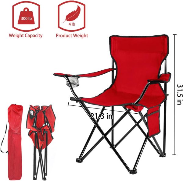 Damei century Portable Camping Chairs Enjoy The Outdoors with a Versatile Folding Chair, Sports Chair, Outdoor Chair & Lawn Chair, Red 4-Pack - Image 3