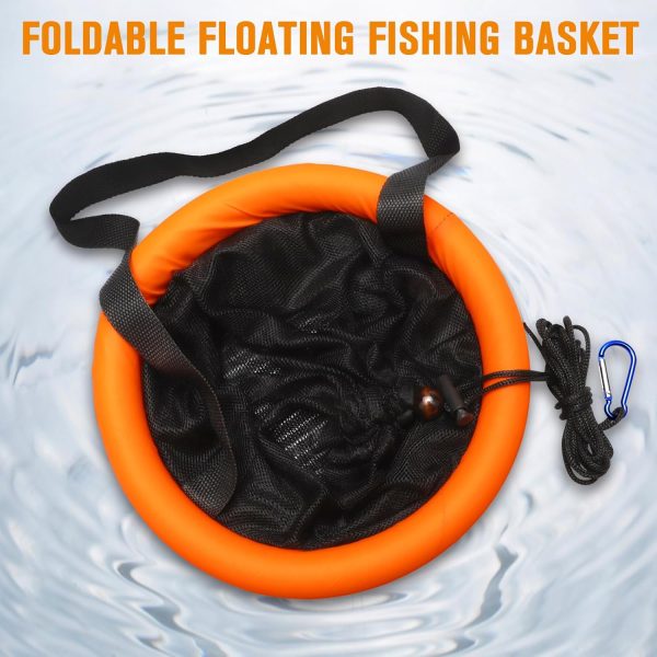 Dovesun Floating Fishing Basket, Collapsible Fishing Net Portable Nylon-mesh | Coated Nylon Net Fishing Bait Storage Cage for Keeping Crayfish Minnows Leaches and Other Live Baits - Image 2