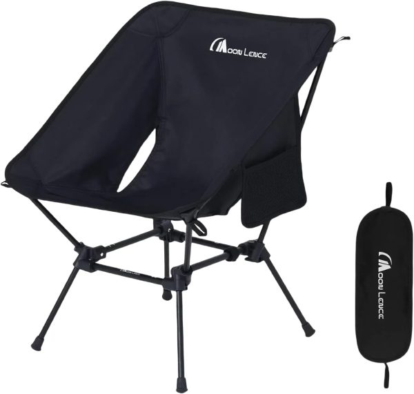 MOON LENCE Portable Folding Camping Chairs, Backpacking Chair, Ultralight Compact, 350 lbs Capacity, for Outdoor Camp, Travel, Beach, Picnic, Festival, Hiking, Black