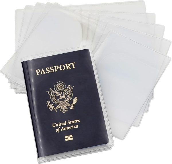 Pack of 6 Clear Passport Cover, Clear Passport Case with Travel Document & Credit Card Organizer, Waterproof Passport Holder for Travel, Made with Heavy Duty Plastic for US Passports