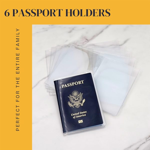 Pack of 6 Clear Passport Cover, Clear Passport Case with Travel Document & Credit Card Organizer, Waterproof Passport Holder for Travel, Made with Heavy Duty Plastic for US Passports - Image 3