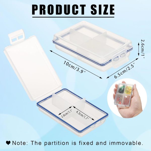 Small Fishing Tackle Box, Plastic Box, Plastic Tackle Box Organizer with 4 Grids Storage Lure Box for Versatile Fishing Storage 6 Pack - Image 3